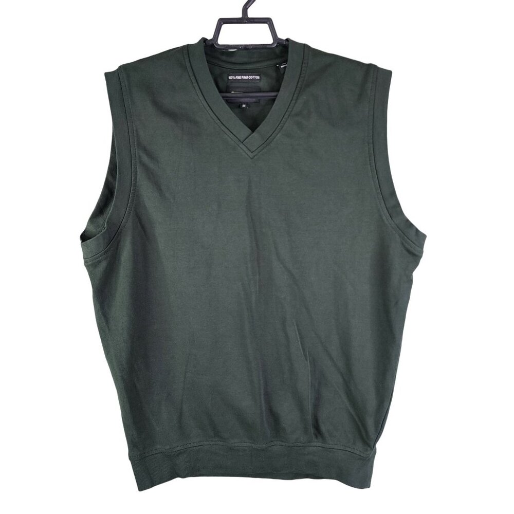 Men's Bolle Golf Sleeveless V-Neck Sweater Vest Green 100% Fine Pima Cotton M